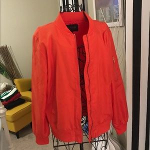Orange bomber jacket